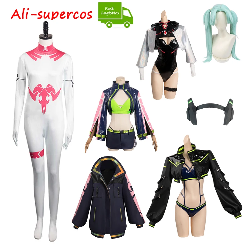 Edgerunners rebecca cosplay anime traje macacão roupas fantasia feminino halloween carnaval festa roseplay disfarce terno