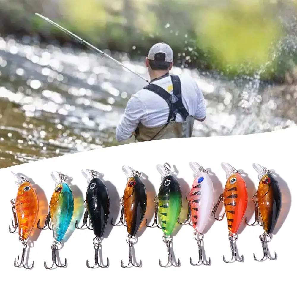 8Pcs/Box Floating Fishing Lure Micro Hard Bait Ultralight Artificial Bait Swing Action Mini Size Topwater Fishing Bait