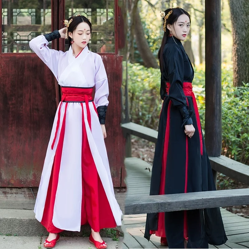 Chinese Dress Black Martial Arts Hanfu Robe Embroidery Women Dresses China Style Folk Dance Cosplay Costume Traditional Clothing