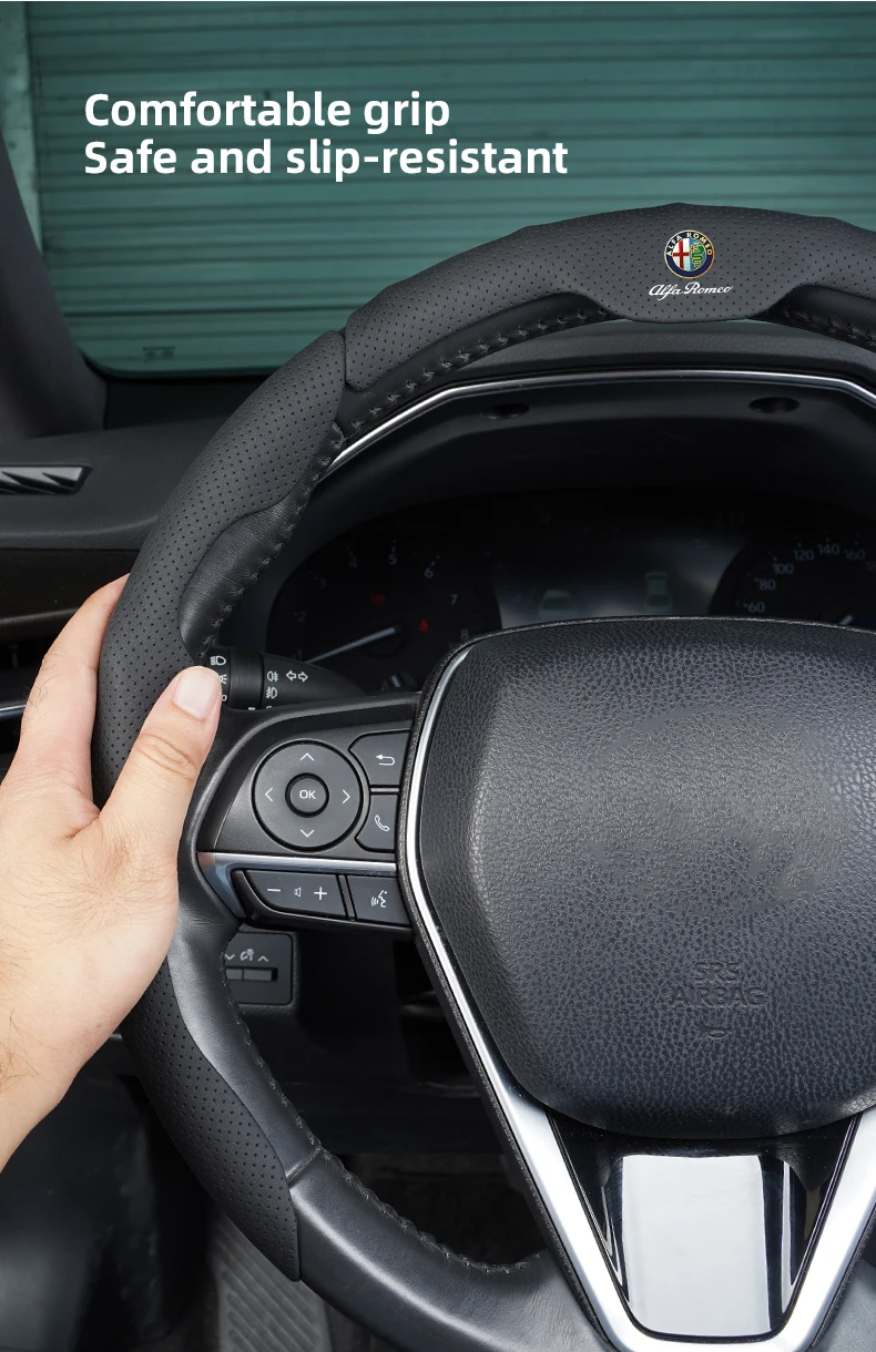 Nappa-Leder Dreistufiger Lenkrad-Antirutschschutz für Alfa Romeo 156 159 147 4C 8C 166 Giulia Giulietta GT 500 – Detail 13