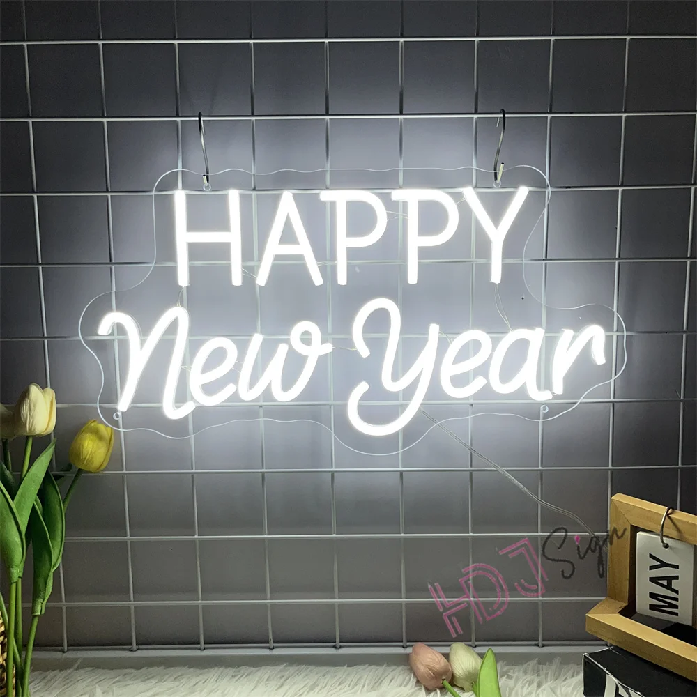 Happy New Year Neon Lights New Year Decoration 2025 Party Home Decoration Bedroom Festive  Neon Led Sign Wall Decor Wedding