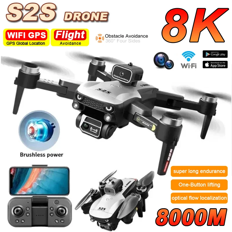 XIAOMI S2S Drone 5G WIFI Launching Water Bomb Brushless Power Electric Adjustment 3 Camera Drone Quadcopter for Adult Child Toys