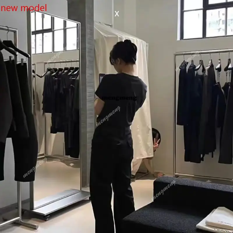 M138Clothing store fitting mirror floor with wheel movable full-length mirror home dance mirror