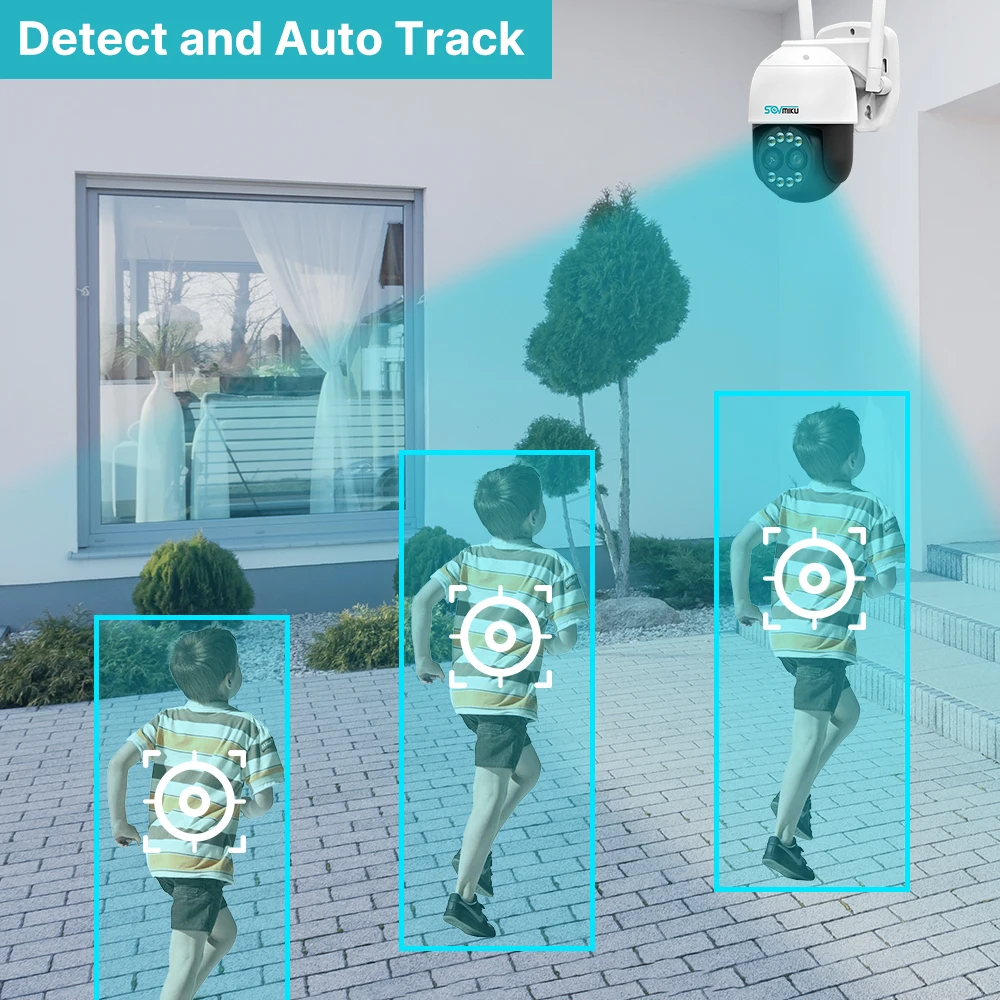 4K 8MP Dual Lens PTZ Wifi IP Camera 8X Zoom Outdoor HD Full Color Night Vision Human Detection Video Surveillance Cameras