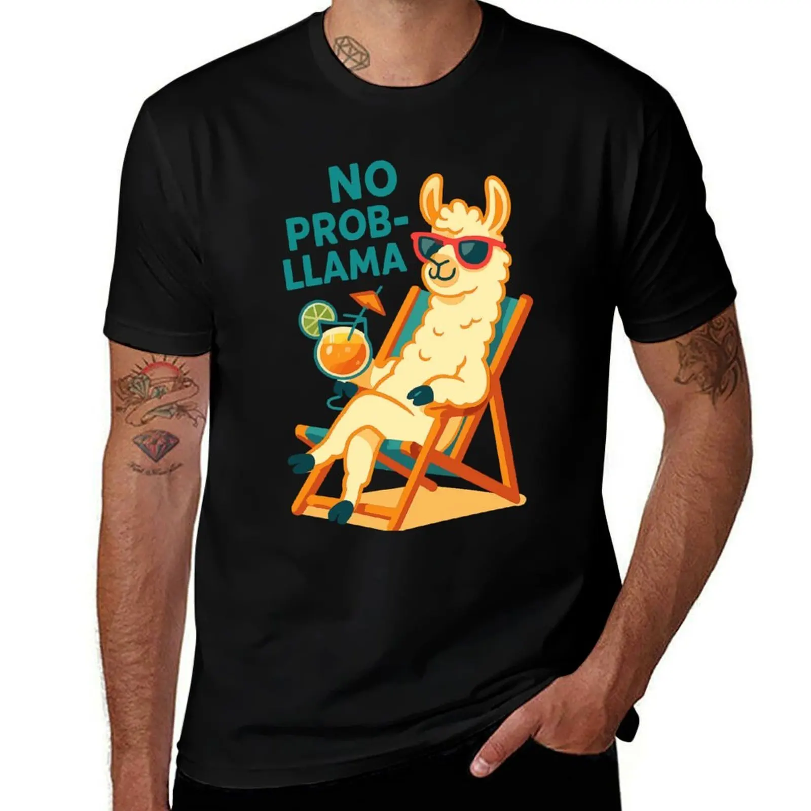 

Relaxed Llama No Prob-llama – Funny Vacation Animal Design T-Shirt gifts for boyfriend clothes oversized t shirt men