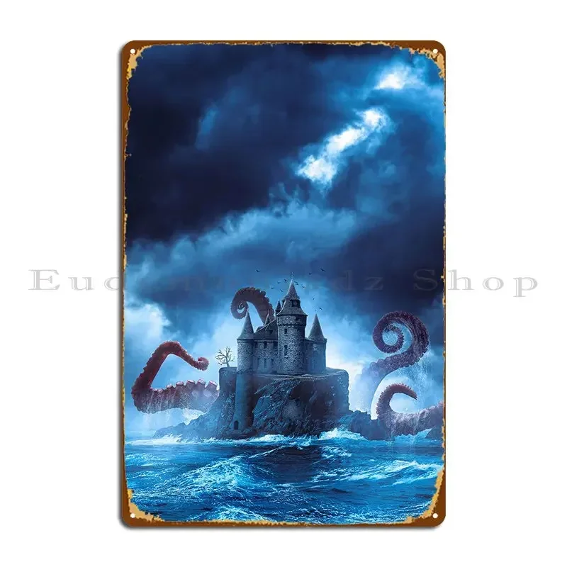 Placa metálica The Kraken, póster decorativo para pared de cine, garaje, cartel de metal personalizado con efecto oxidado