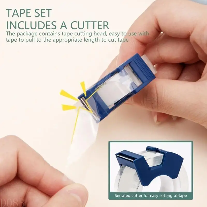 D08B Double Roll Heavy Gauge See Through Tape With Precise Cutter For Professional Use Classroom Household Applications