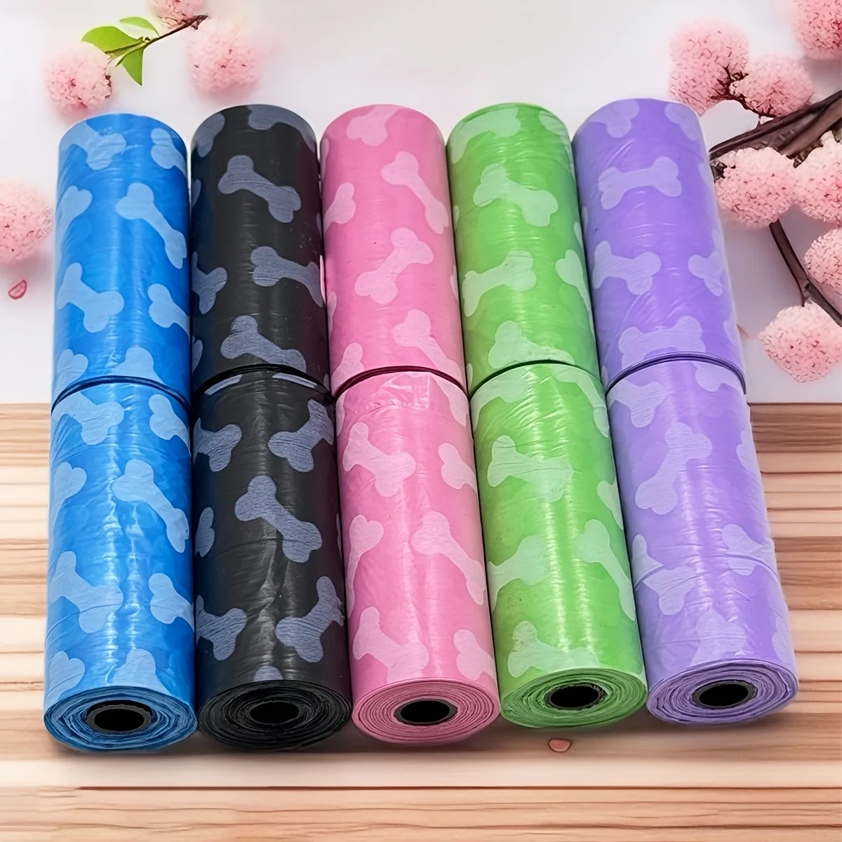 10/20 قطعة من أكياس قمامة الكلاب المطبوعة على شكل عظمة - أكياس سميكة ومتينة ومقاومة للرائحة للحيوانات الأليفة بألوان عشوائية للكلاب والقطط الداخلية والخارجية