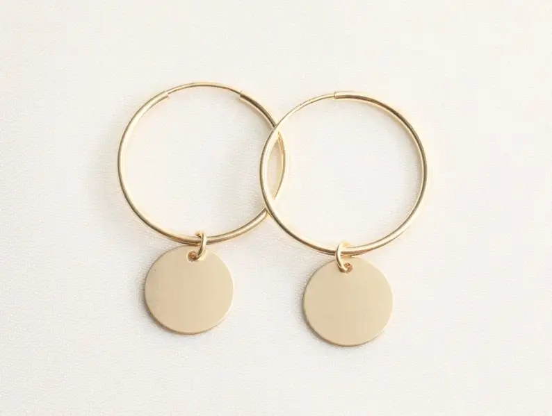 

14k Gold Filled Coin Hoop Earrings Luxury High Quality Hoop Earrings Ladies' Earrings New In Jewelry Gifts for Woman