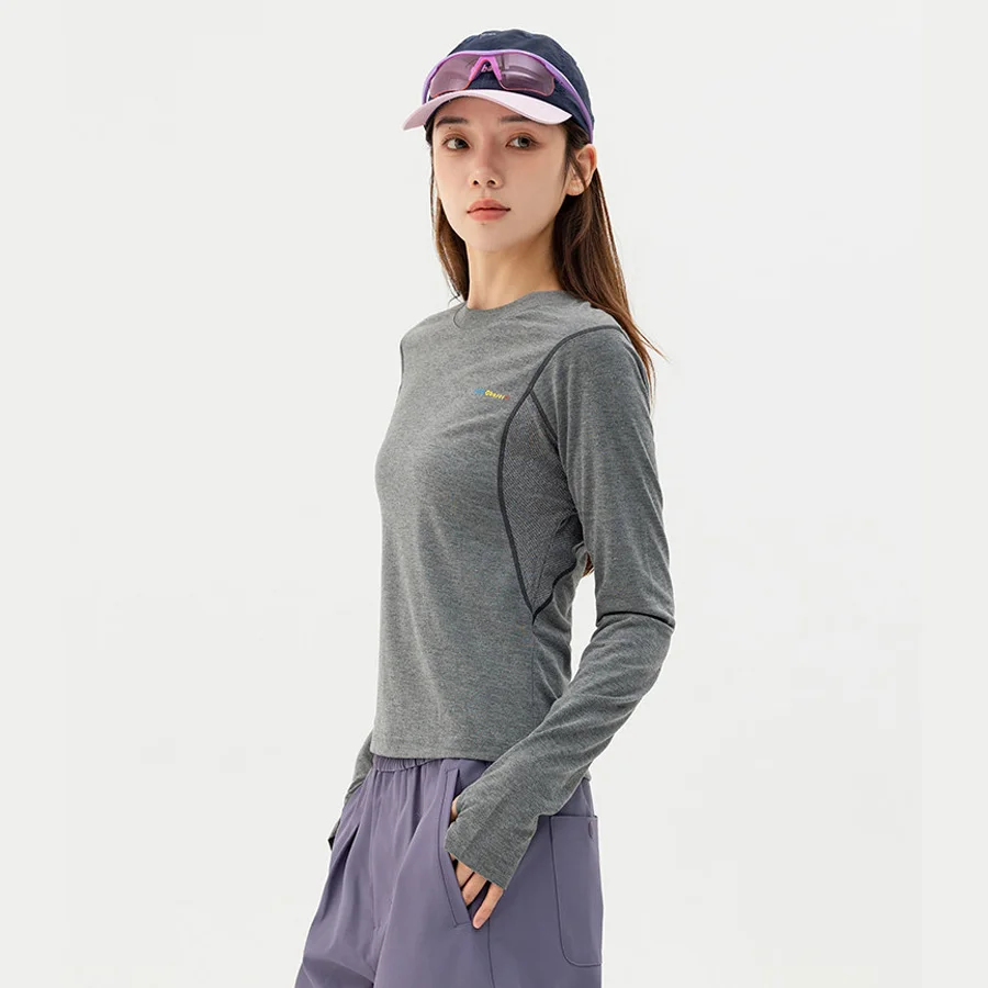Spicy Girl Y2k Color Blocking Sport T Shirt Women Outdoor Cycling Hiking Long Sleeve Hottie Slim T-shirt Streetwear Short Tshirt