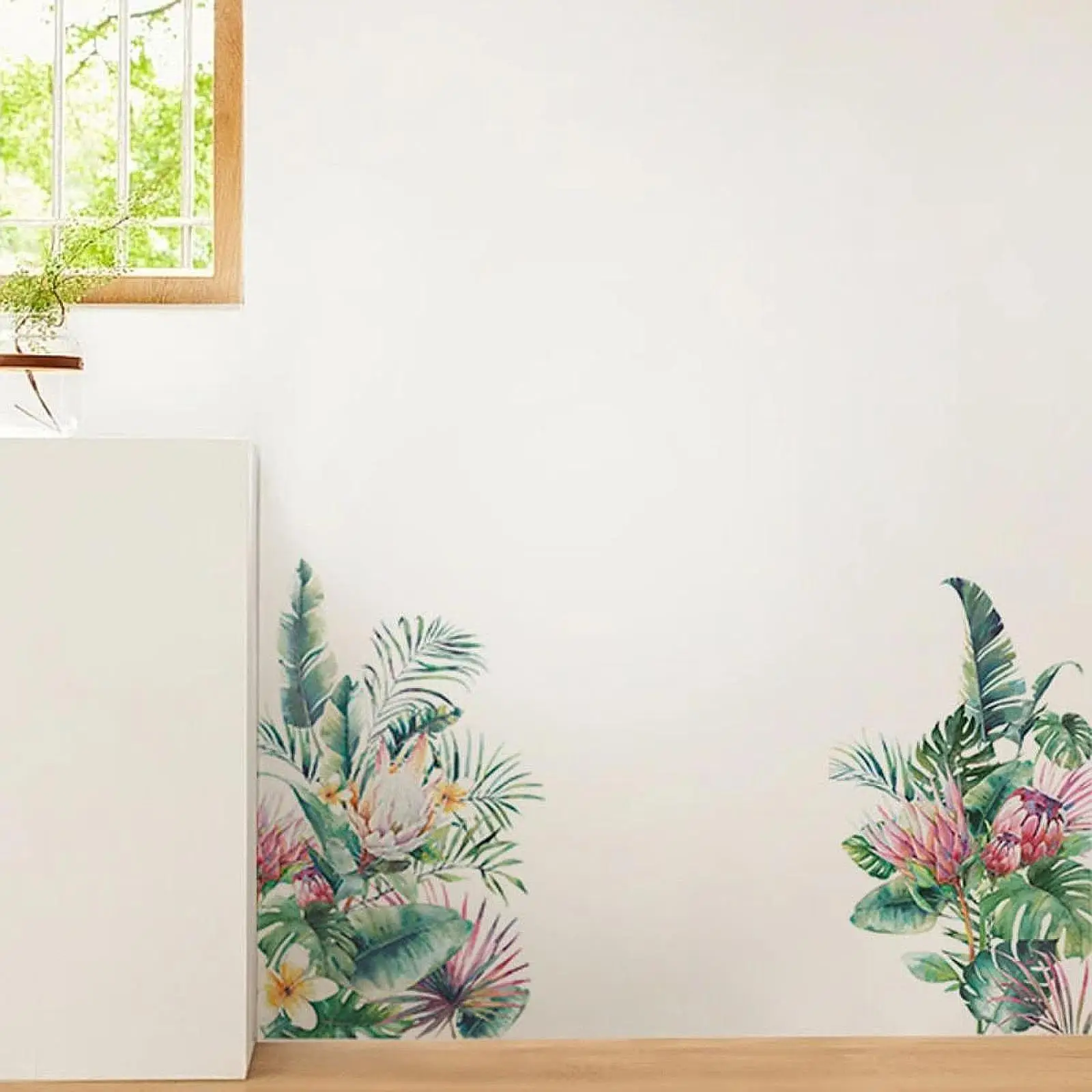 

Flower Wall Decals Murals PVC Removable Floral Wall Stickers Wall Art Decor for Office Corridor Classroom Home Decor