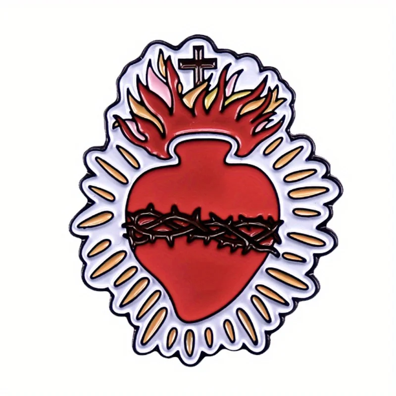 Sacred Heart Brooch Badge Brooch Clothing Hat Backpack Decoration