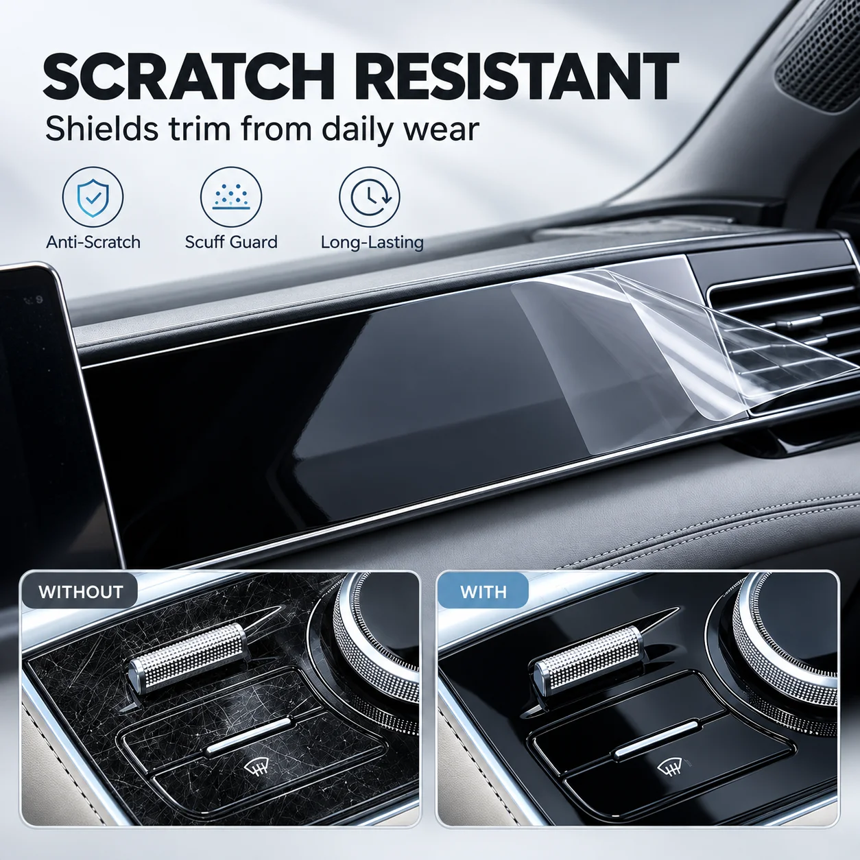 YZ Center Console Protective Film For Volkswagen ID.4 Crozz GTX 2021-2024 TPU Gear Panel and Navigation Screen Anti-Scratch 6