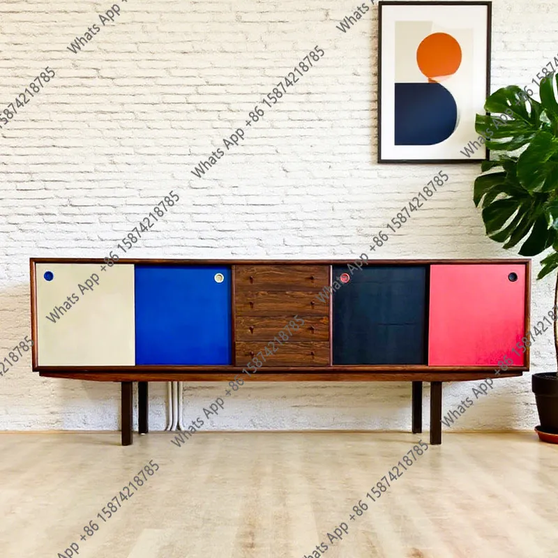 Designer log antique minimalist solid wood dining side cabinet living room against the wall storage