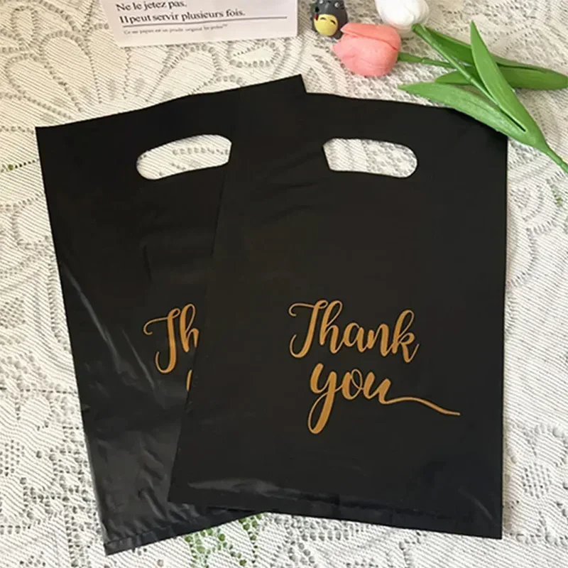 

100PCS Thanks Gift Bag Black Product Shopping Bag Candy Gift Packaging Thanksgiving Wedding Birthday Party Decoration 선물 꾸러미