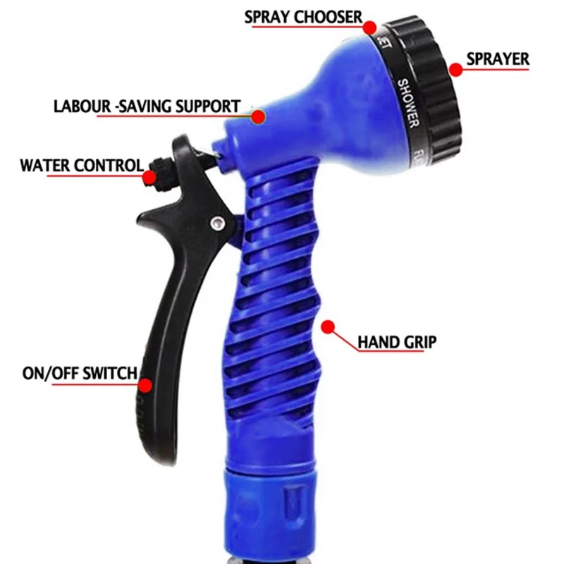 50FT-100FT Expandable Magic Hose 7 Water Spraying Functions Gun Durable Materials Home Garden Watering Tools Lightweight Design