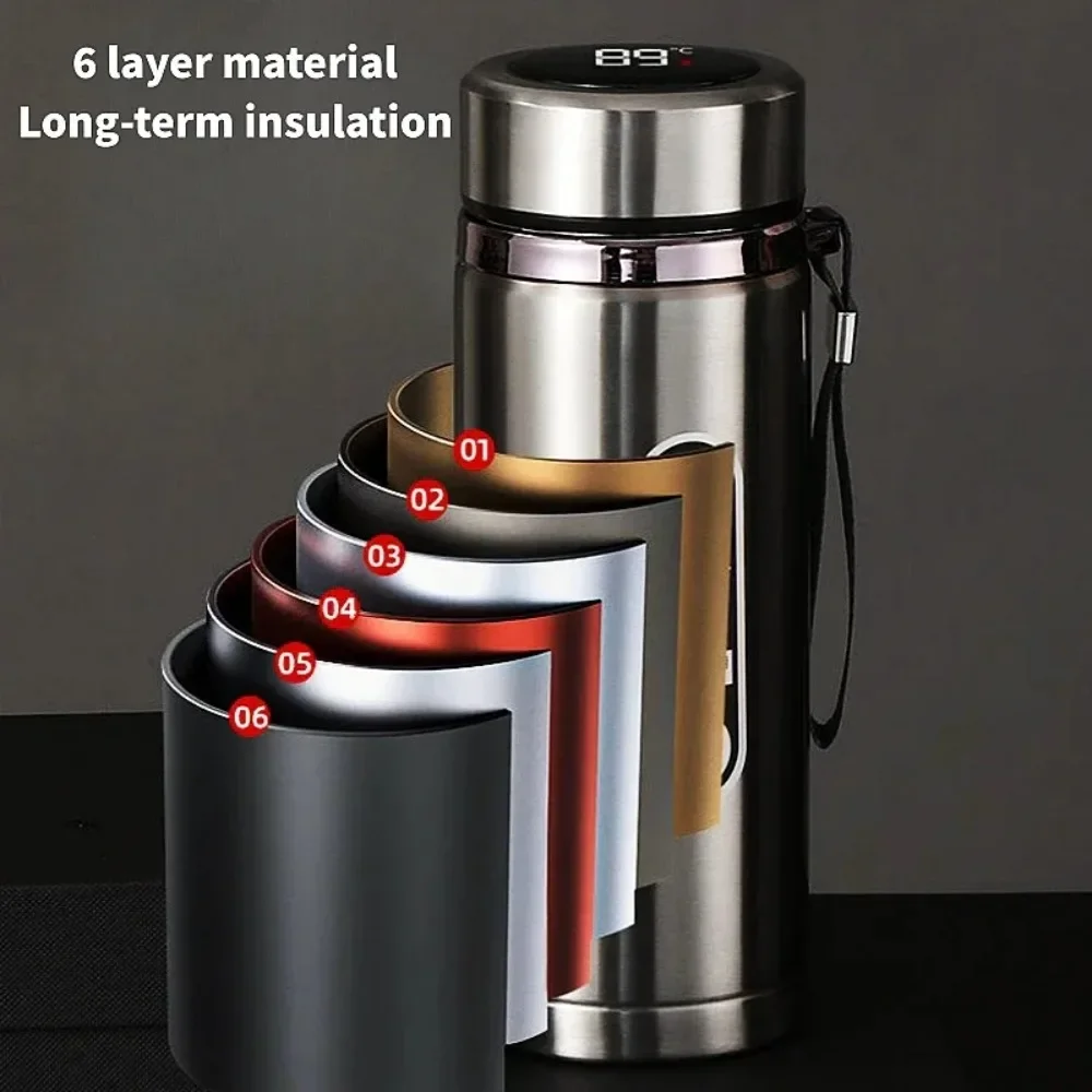 500ML-1Liter Stainless Steel Thermos Bottle with LED Temperature Display Sus304 Tea Water Bottle Vacuum Flask Portable Cups