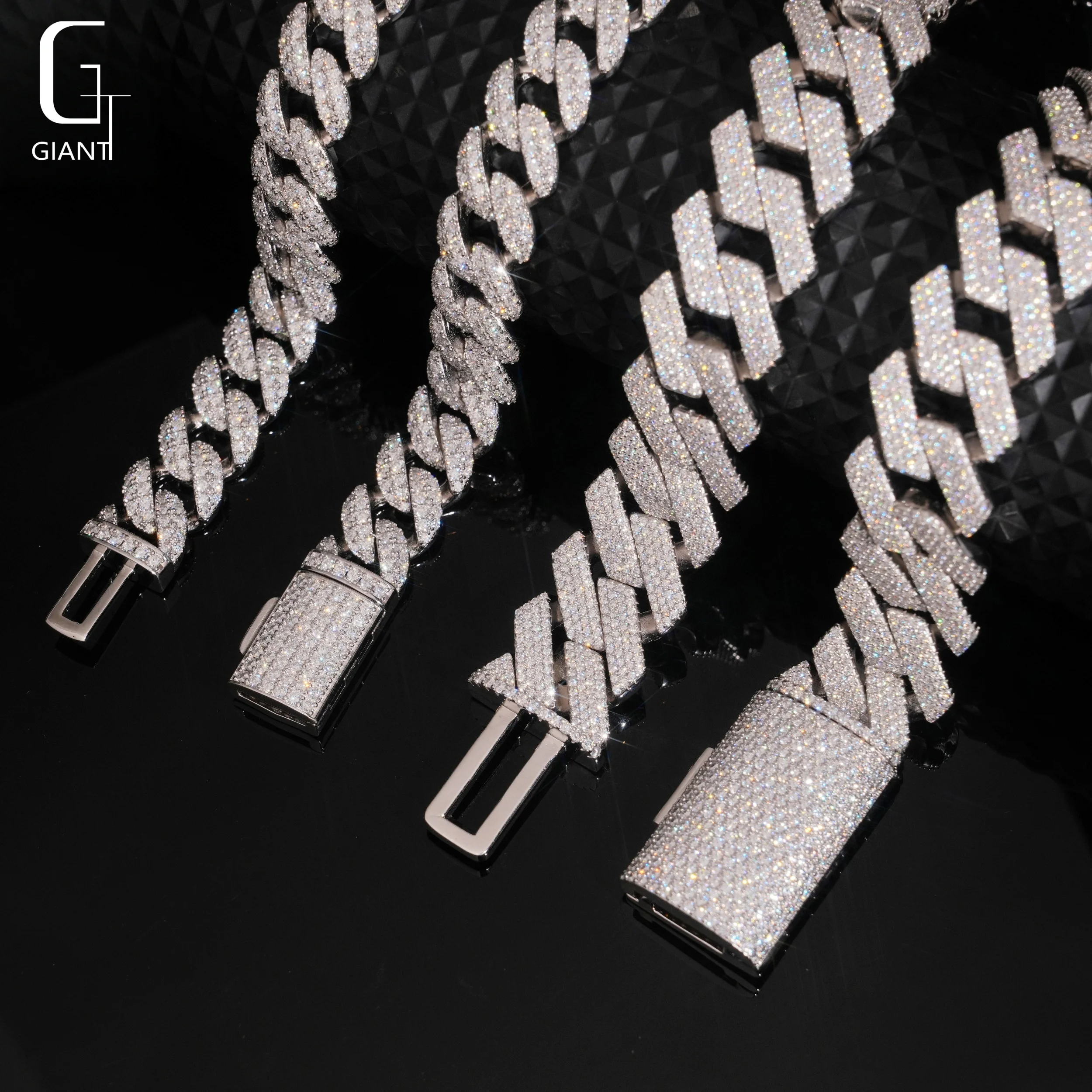 Sale Hot Big Heavy Miami Moissanite Cuban Chains 925 Silver Necklaces HipHop Style Moissanite Cuban Chains Past Diamond Test GRA