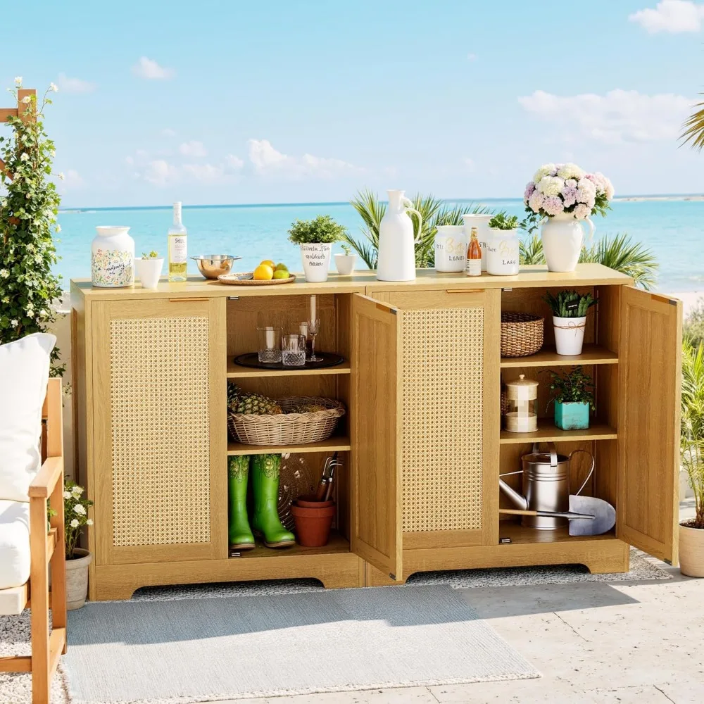 Armário de armazenamento ao ar livre, armário de rato de madeira com portas magnéticas, usado para armazenamento ao ar livre, armário de buffet, suporte de tv, mesa de bar