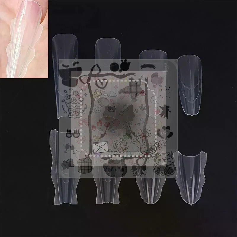 60Pcs Sandwich Nails Forms Nail Mold for Quick Nails Extension Plastic Nail Form Tools for Beginners Professionals Women