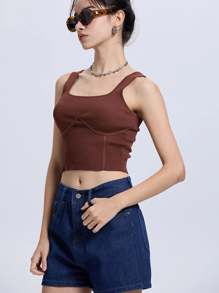 

Sexy Bal Svel Vest ZA2025 Summer New Women's Faion Slimming Top Commute Sle ort Length Color