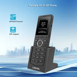 LINKVIL EU Plug Portable Wireless SIP VoIP Audio Phone Rechargeable Business Office Intercom 1.8m Drop Protection Durability