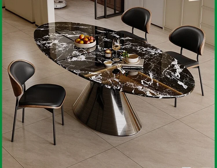 

z.Natural luxury stone dining table marble dining table light luxury