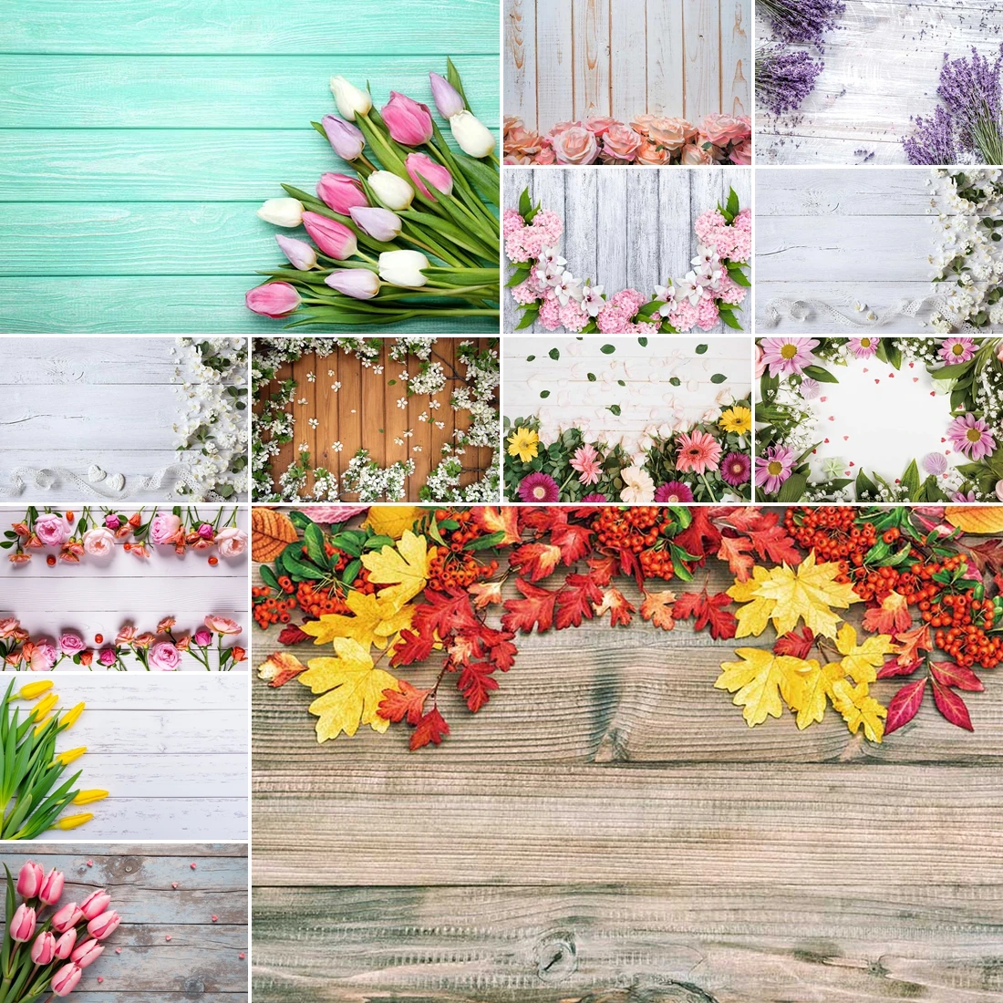 

MOON.QG Wood Wallpaper Flower Floral Plank Backgrounds For Photographs Backdrops Baby Shower Decoration Wedding Newborn Portrait
