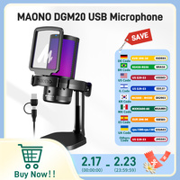 Maono DGM20 Gaming Microphone,USB Microphone Condenser Mic RGB Gaming Mic with Noise reduction software,Mic Gain,One Key Mute