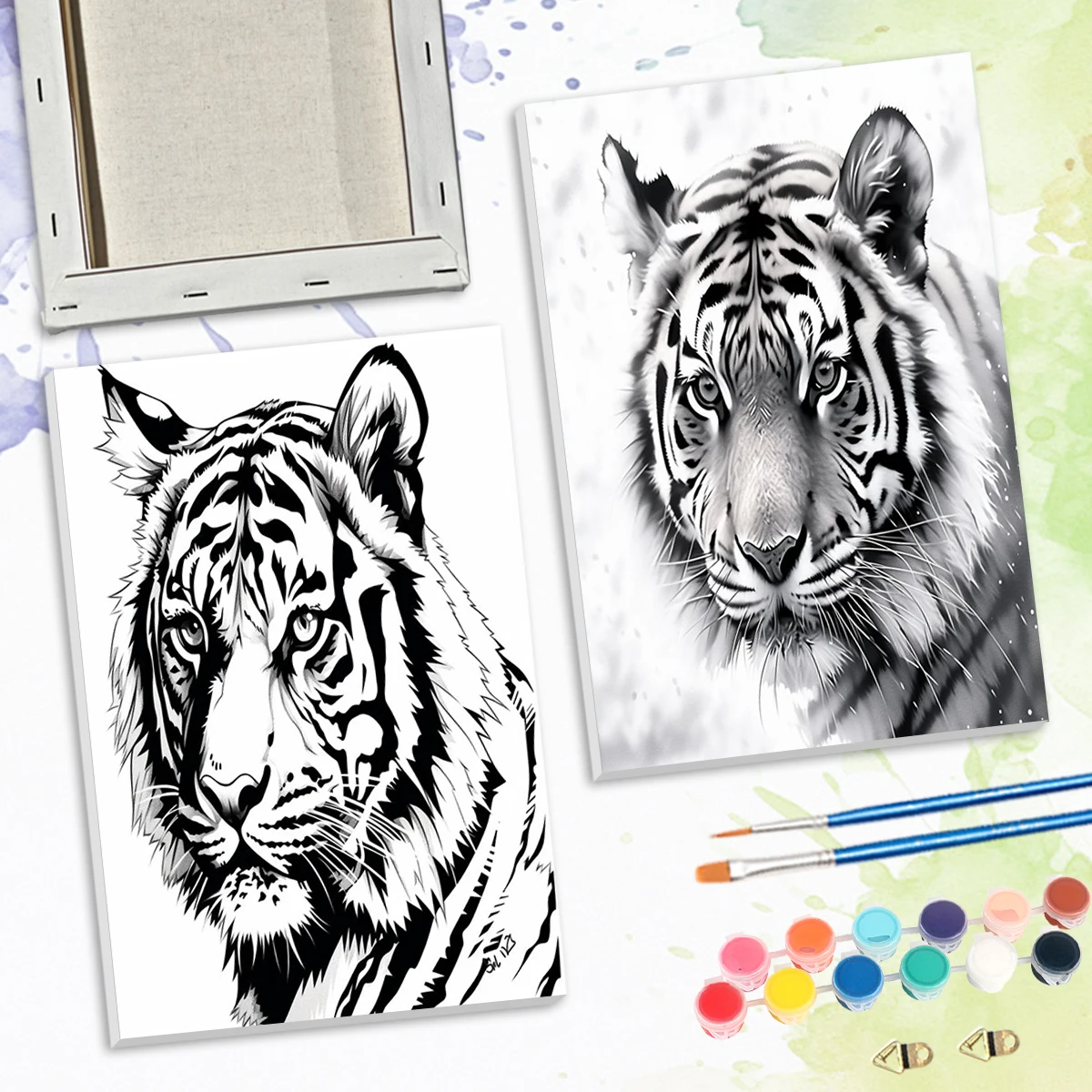 

SDOYUNO Paint By Numbers For Beginner Tiger Black and White Animals 20x30cm ready Frame Color Markers Easy Watercolor Home Decor