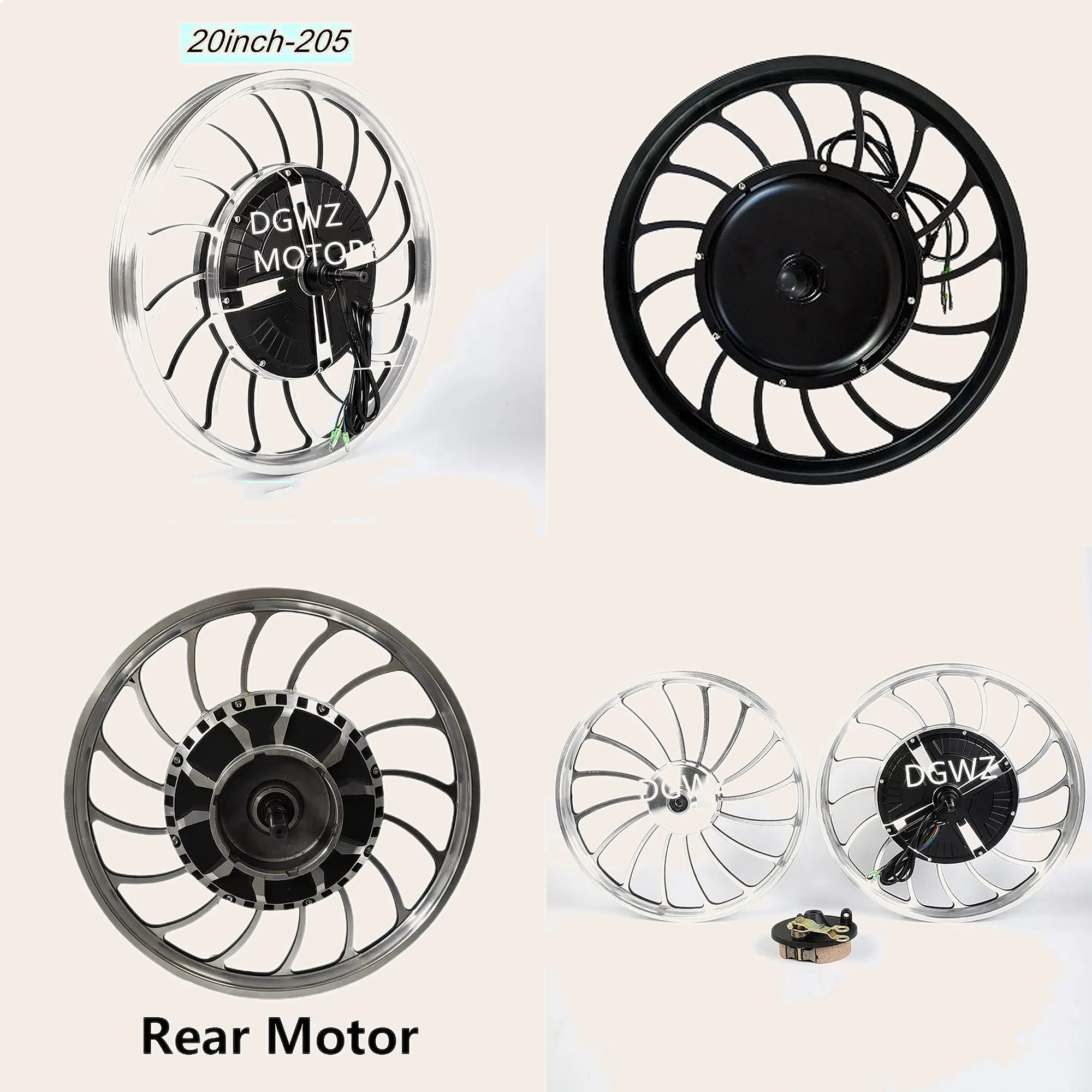 20inch 36V48V500W Brushless Gearless Disc Brake Hub Motor for Electric Bicycle Tricycle