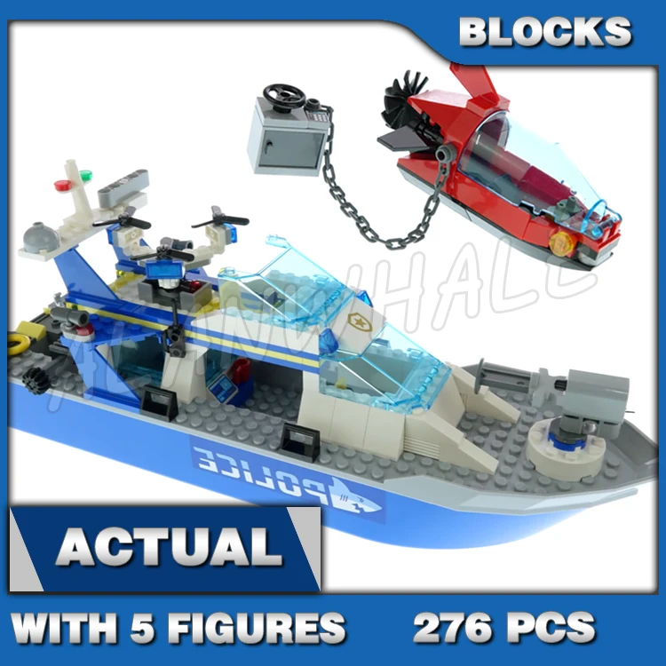 276pcs City Urban Police Patrol Boat Control Station Surveillance Drone Minisub 20277 Building Block Toys Compatible With Model