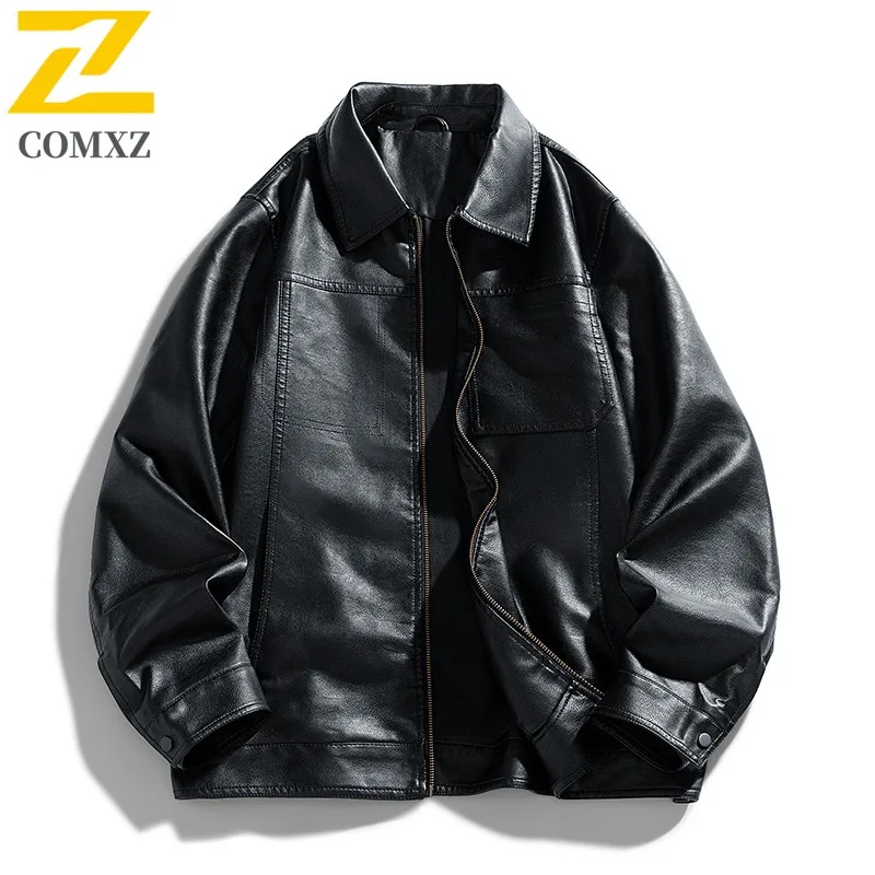 

Maxbarley Trendy Men Leather Jacket 2025 New Autumn Brand Retro Faux Leather Jacket Handsome Motorcycle Slim Fit PU Leather Coat