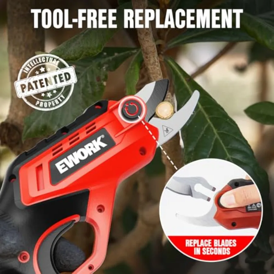Cordl Electric Pruning Shears 4.2V Rechargeable 4000mAh Battery, 0.7 Inch Cutting Diameter, 2 SK5 Blades Tool Replacement, Hand