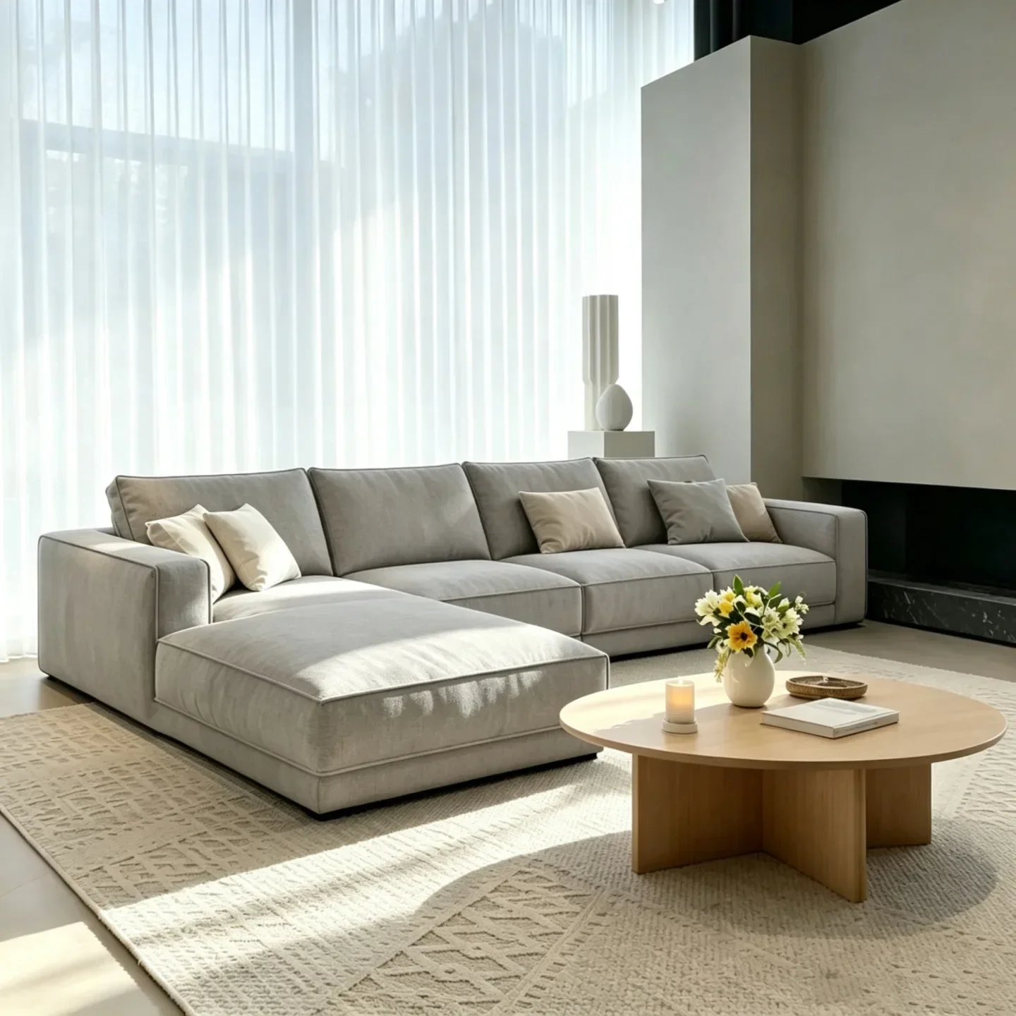 HYS simple and modern removable and washable apartment size living room straight row three full sponge sofa