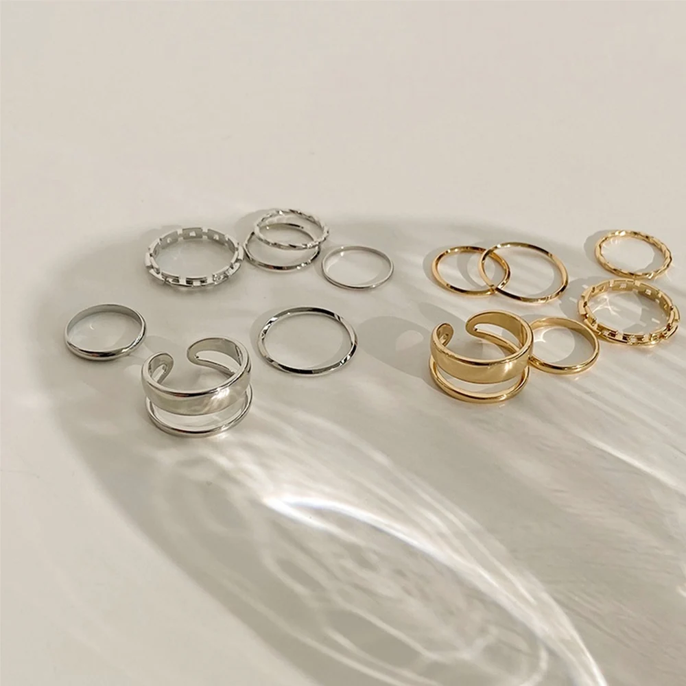 The Tide Cool Ring Set Female Korean Ring Ring Net Red Jewelry Not Fade Color Ring Cold Wind Hip Hop Index Finger Ring