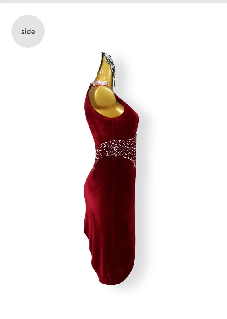 Damen-Tanzkostüm, Latein-Wettbewerb, Partys, Rock, Bühnenkostüm, Samt, Sport, Standard, Ballsaal, Abend-Jumpsuit, eleganter Samba – Detail 9