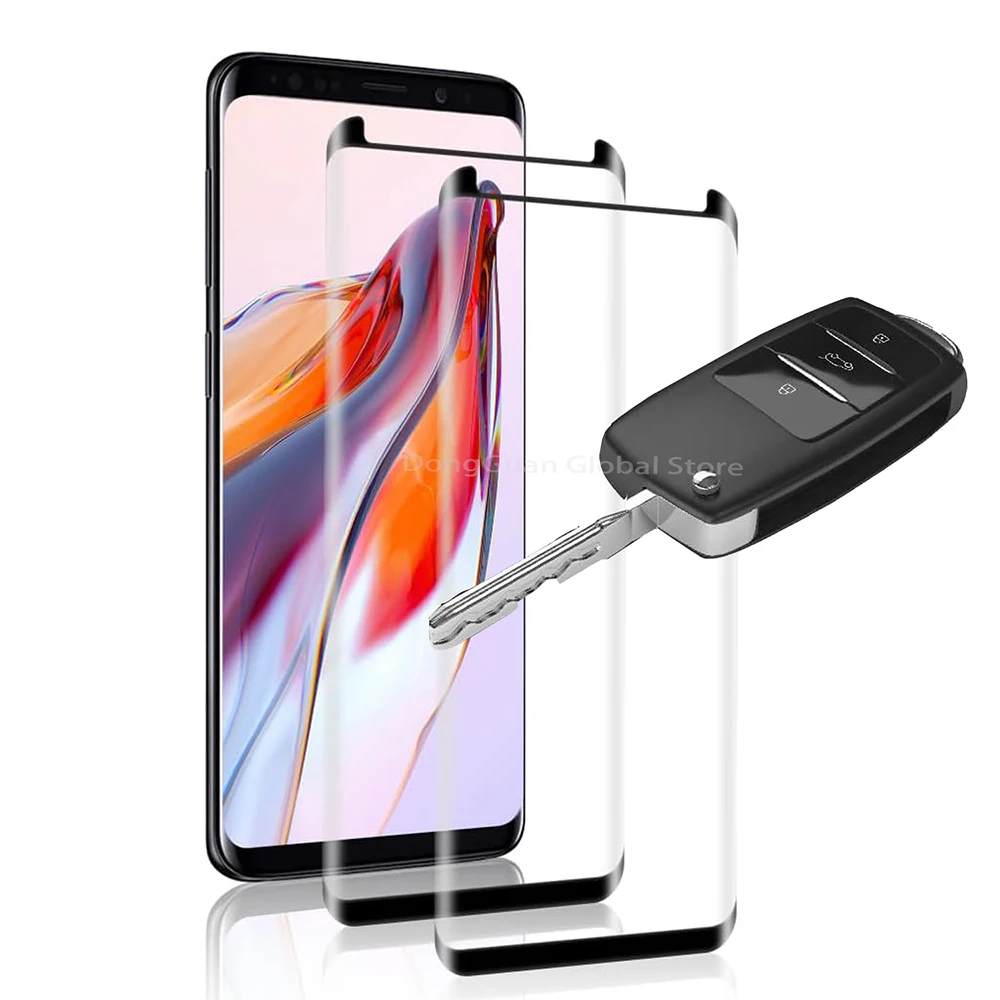 

1/4Pcs 3D Light Sweep Tempered Glass For Samsung Galaxy S9+ SM-G965 Black Edge Screen Protector Glass Film