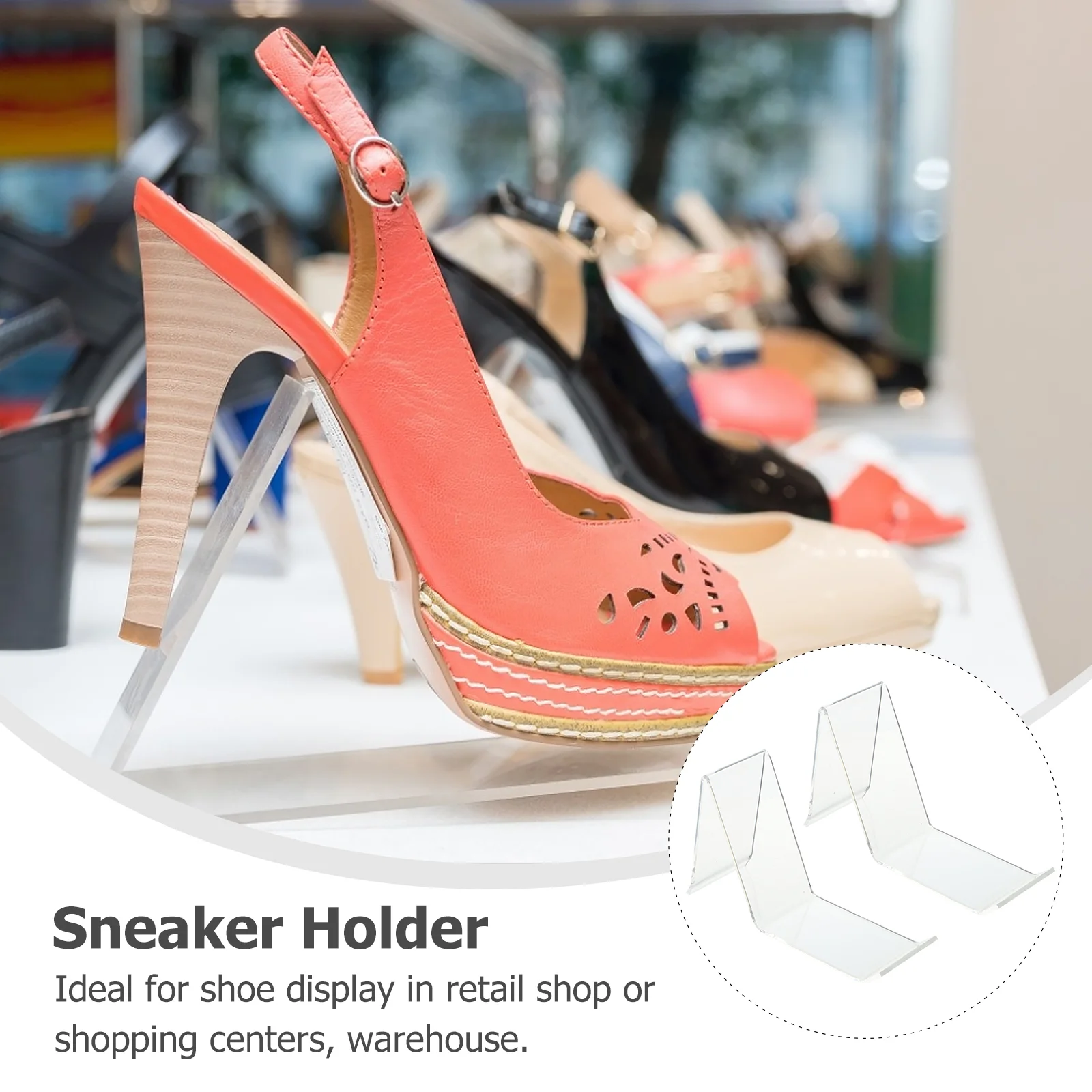 2 Pcs Shoe Support Display Shelves Stand for Shopping Center Acrylic Coat Hanger Sandal Rack Sneaker Holder Miss High Heels