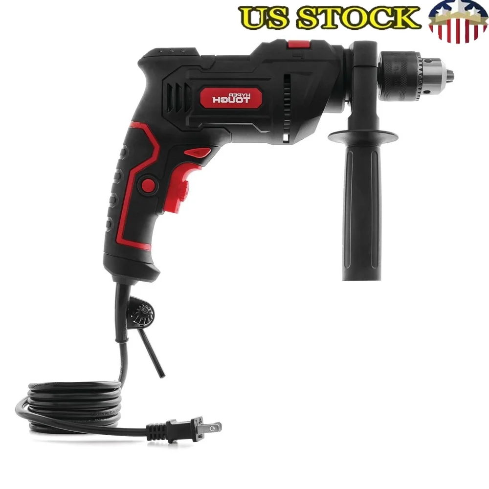 

6 А, 1/2 дюйма, проводной ударный дрель, патрон с регулируемой скоростью, 0–3000 об/мин, со съемной ручкой и глубинометром