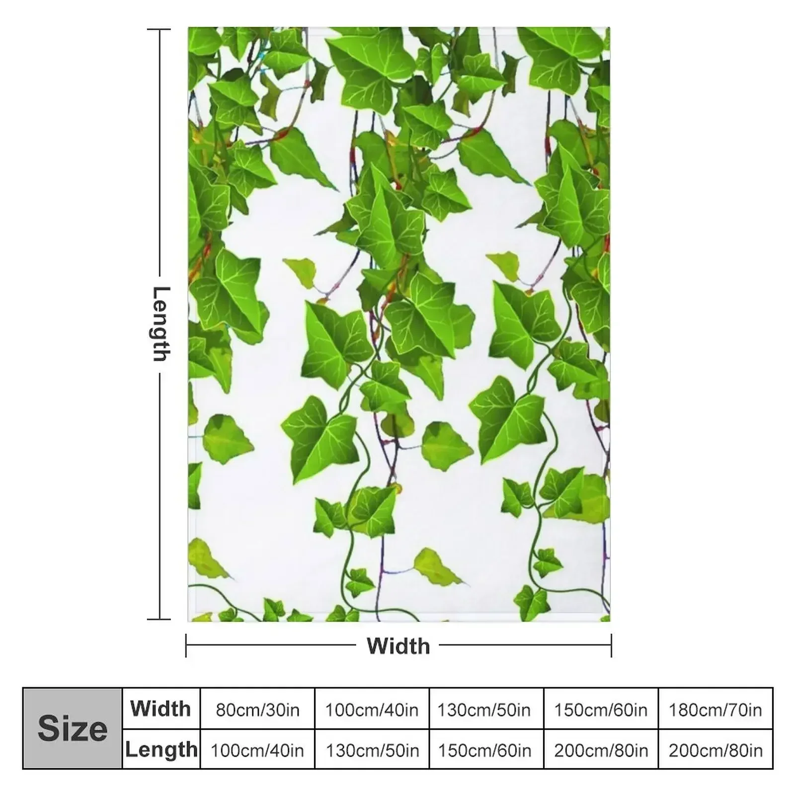DECORATIVE SPRING GREEN TRAILING IVY VINES ON WHITE Throw Blanket funny gift for babies Thin Blankets