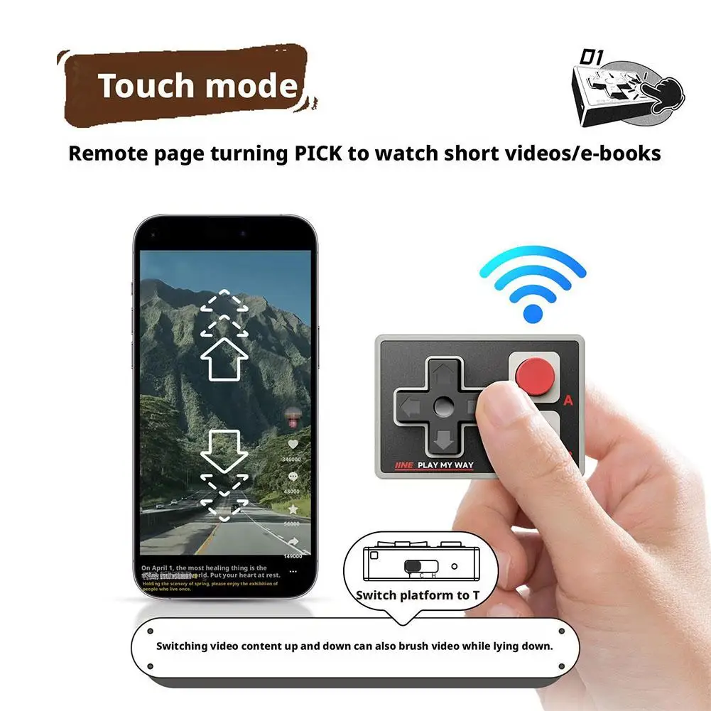 IINE Gamebrick Mini Pengontrol Nirkabel Bluetooth Multi-Fungsi Gamepad Joystick Remote Control Cocok untuk iPhone Android