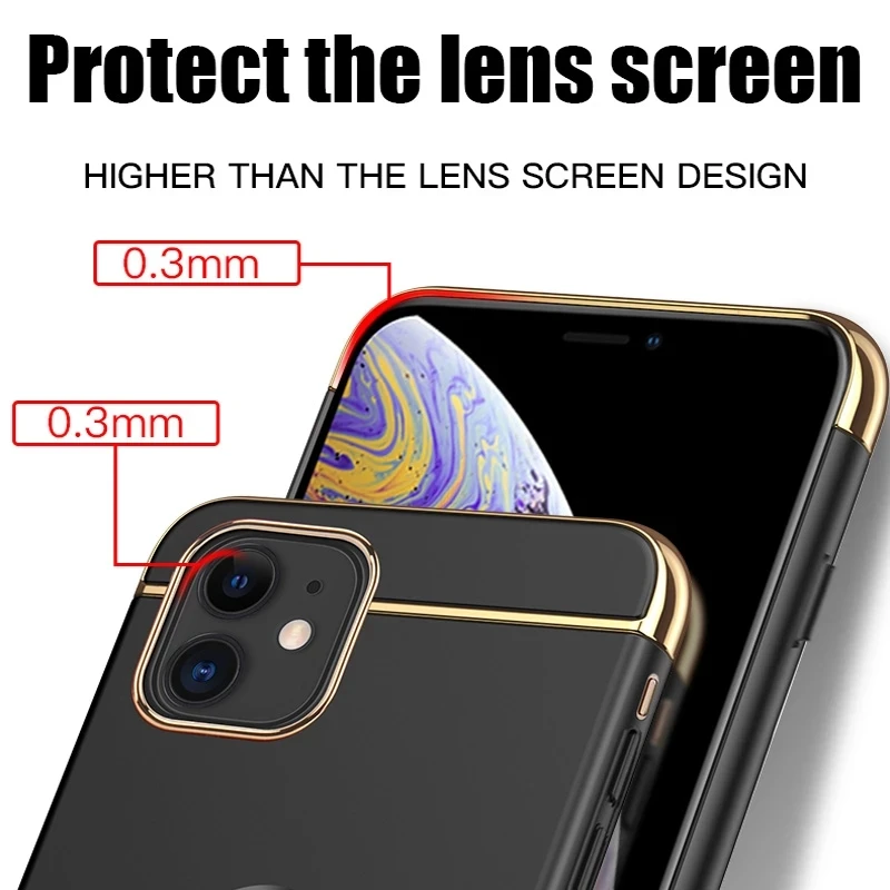 Luxury Hard Case for iPhone 11 12 13 14 Pro mini X Back Cover Xs Max XR Removable 3 in 1 Fundas Case for iPhone 8 7 Plus Bag