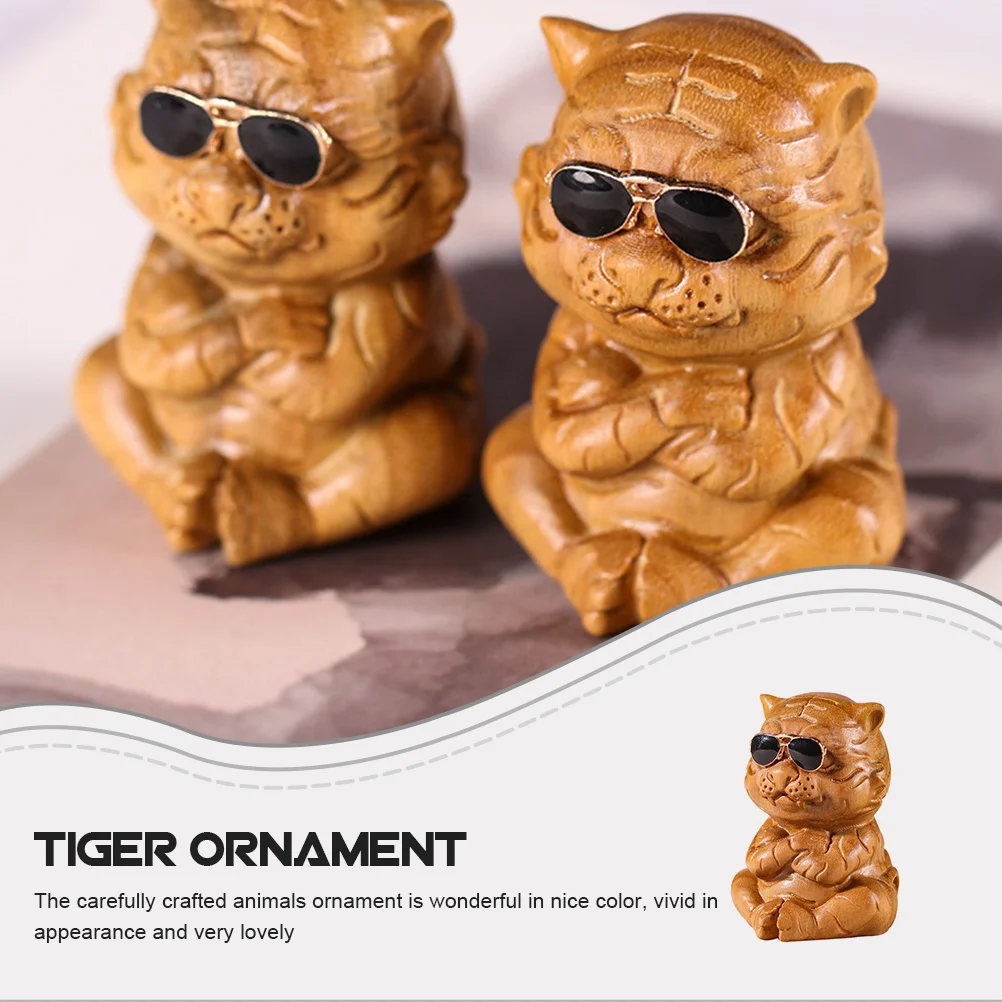 

Exquisite Wooden Tiger Ornament Crafted Detail Tiger Shape Decor for Office Bedroom Tabletop Indoor Outdoor Use