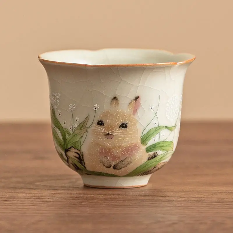 

Rabbit Ru Kiln Kuikou Petal Cup Ceramic Kung Fu Tea Cup Tea Set