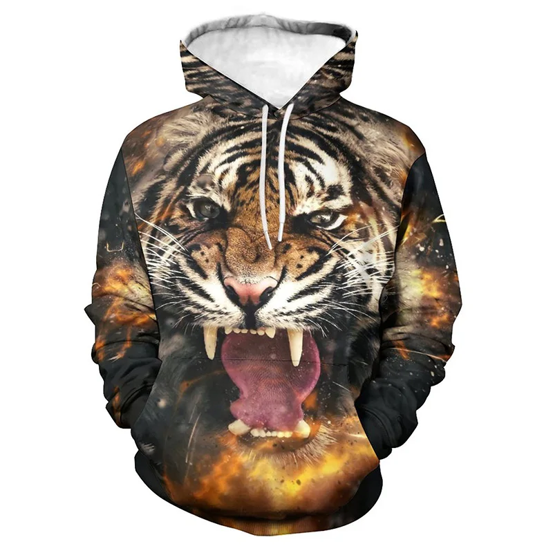 

Animal Tiger Hoodies 3D Printed Fashion Casual Ropa Hombre Vintage Streetwear Men Hoodie Casual Oversized Pullovers Winter Tops