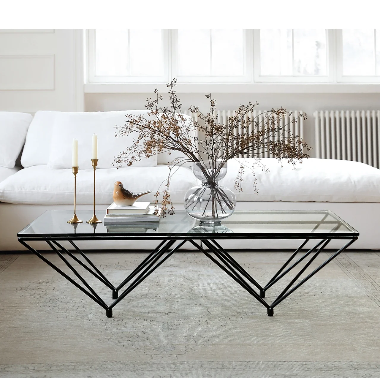

Modern simple living room home tempered glass coffee table light luxury minimalist tea table