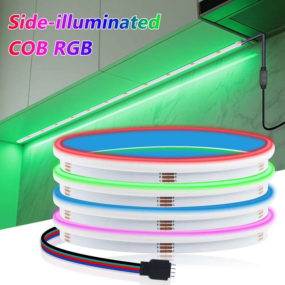 DC 24 V LEDs RGB Side Glow COB Lichtleiste 840 LED/M Superhelles flexibles Diodenband für Schlafzimmer, Zuhause, Küche, Dekoration, 0,5 m, 5 m