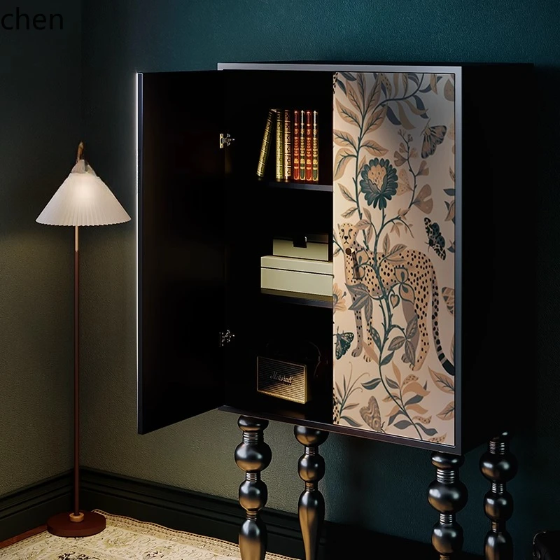 

ZML solid wood decoration living room tall cabinet household bedroom locker entrance entrance storage cabinet