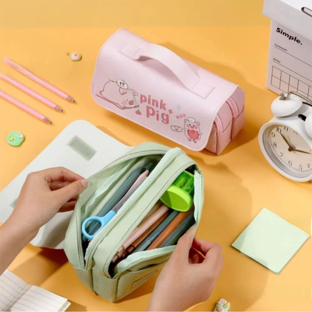 

Bunny Flip Capybara Pen Bag Large Capacity Piggy Rabbit Stationery Bag Multi Functional Portable Cartoon Panda Pencil Case